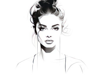 Digital Art Beautiful Ladies Portraits in 6K, 7 Digital Ai Images Set, PNG Format, High Quality, Ready to Download
