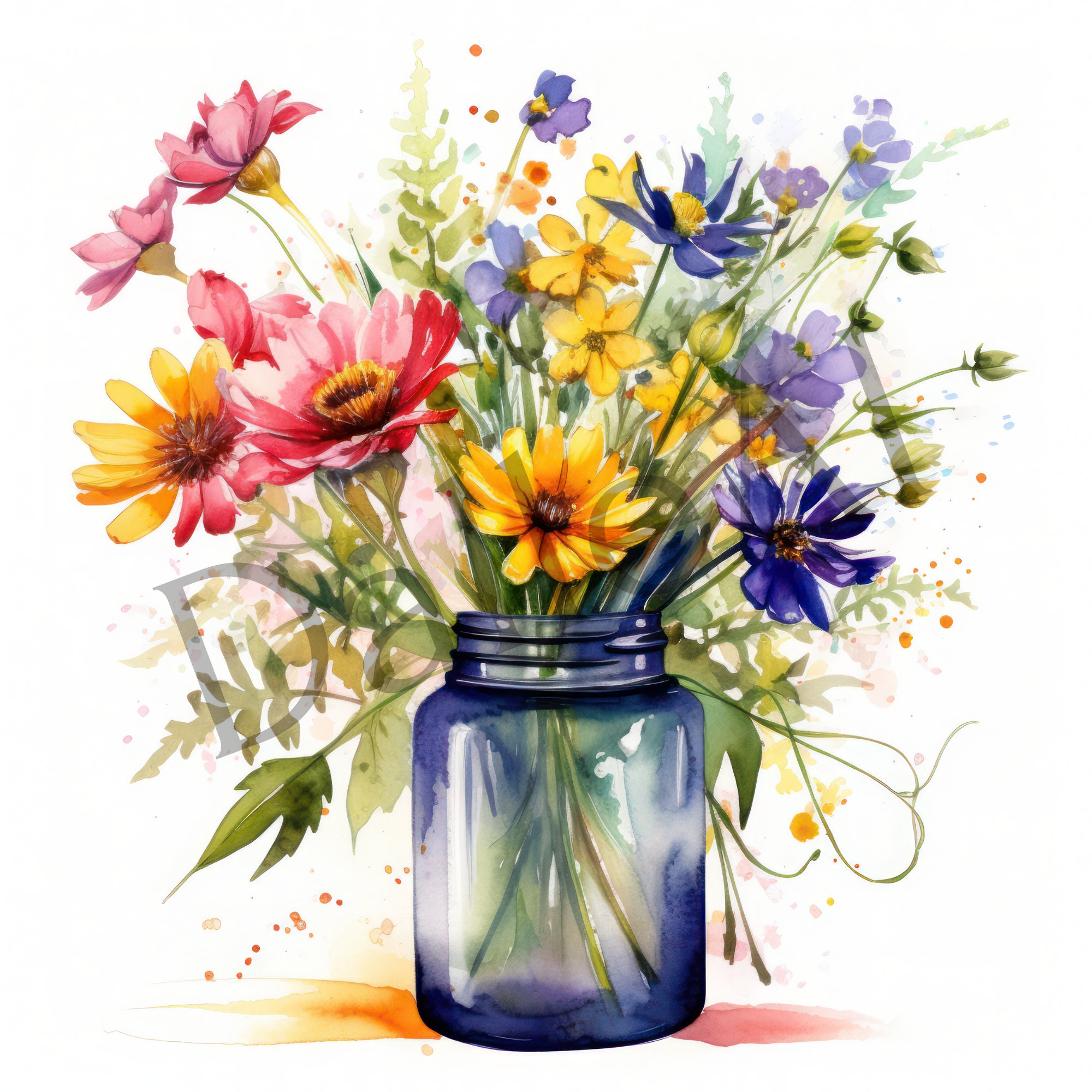 Vase of Flowers Clipart 21 High Quality Pngs Digital - Etsy