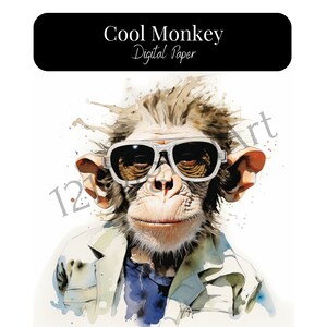 Cool Monkey Digital Paper in 4k, digital paper fantasy scrapbook pages printable paper with instant download