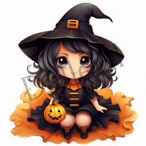 Halloween Witches Clipart, 30 PNG Images in High Quality, Halloween printable digital ai clip art set, Card Making, Digital Paper Craft
