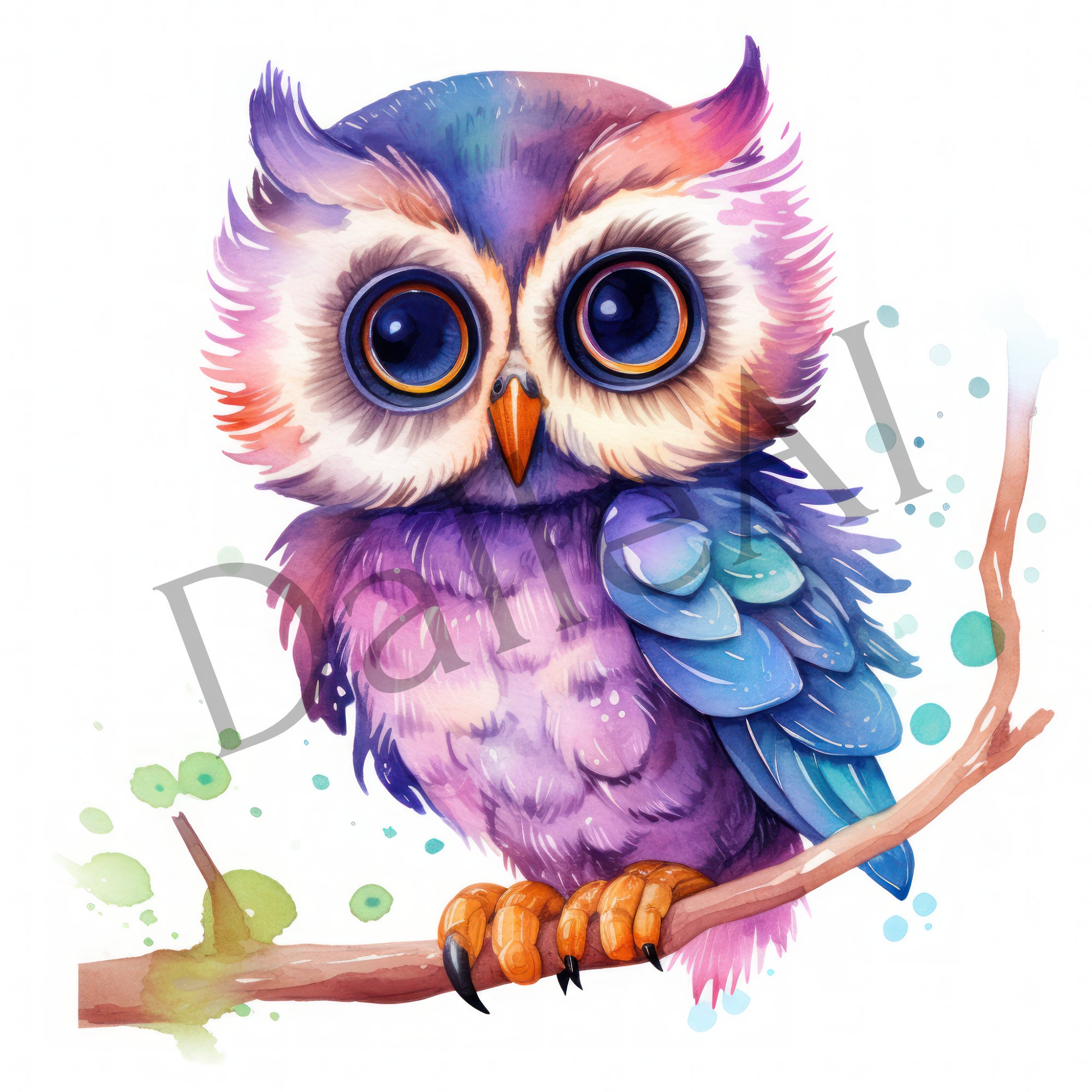 Owl Clipart 12 PNG Images in Watercolor High Quality - Etsy