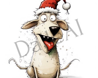 Christmas Funny Dog Clipart, 28 imágenes en formato PNG, acuarela, imagen digital en resolución de alta calidad
