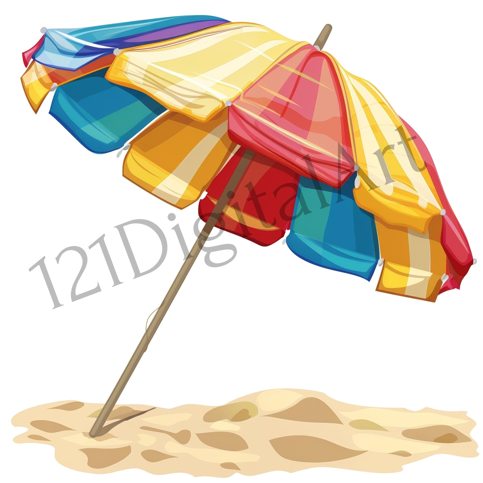 beach umbrella cartoon vector object 4557637 Vector Art at Vecteezy, image size:2048x2048