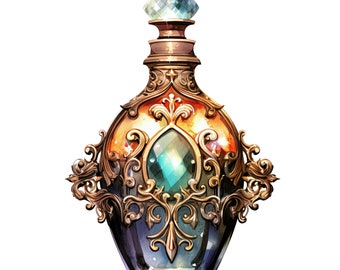 Perfume Bottles Clipart, Magic Bottle clipart, 20 Digital Images in PNG format for illustrations with transparent background, commercial use