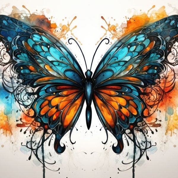 Butterfly Clipart, Set of 25 PNG images in High Resolution, Butterfly Poster ready to print