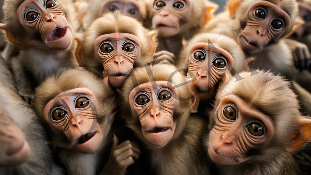 Funny Zoom Background, Monkey Edition, 8 PNG Images in High Quality