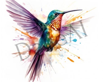 Kolibri-Set mit 9 PNG-Bildern, hochwertige Bilder mit vollständig transparentem Hintergrund, digitaler Wandkunst-Download