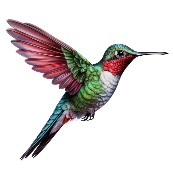 Hummingbird Clipart,  Set of 10 PNG Digital Images in High Quality, Ready to Print, Wall Art Decor, Downloadable Images