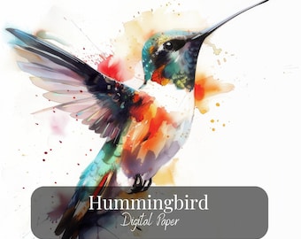 Hummingbird Set of 12 JPG Digital Images in High Quality, Ready to Print, Wall Art Decor, Downloadable Images