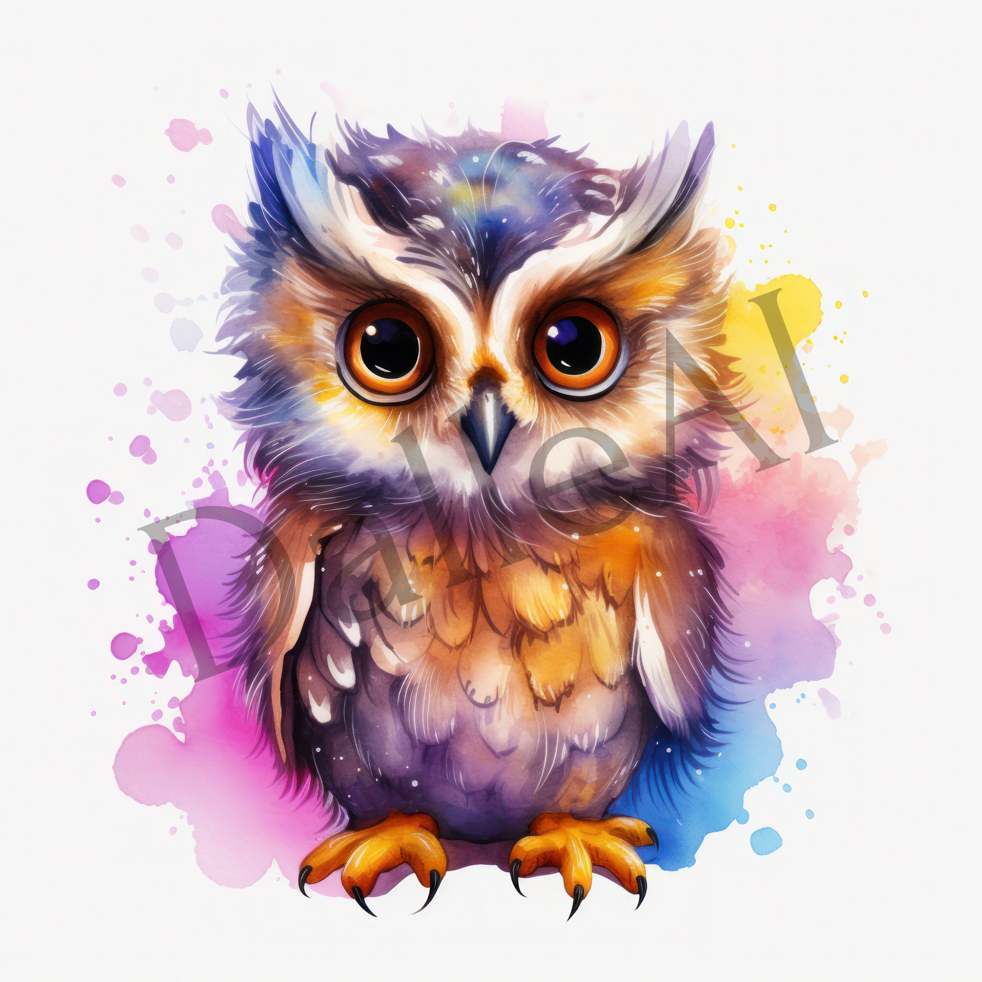 Owl Clipart 12 PNG Images in Watercolor High Quality - Etsy