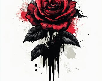 Gothic Rose Clipart, 13 Digital Images in PNG format for Valentine illustrations with solid background, commercial use