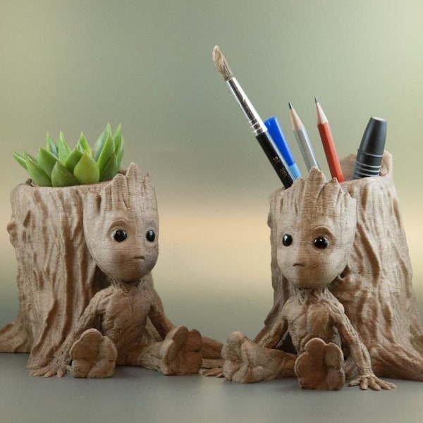 Baby Groot Pencil Holder 3D Printer Files 3D STL File | 3D Baby Groot Planter STL File