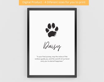 Dog Memorial Gift, Paw Print, Dog Memorial, Dog Painting, Pet Gift, Pet Loss Gift, Custom Pet Gifts, Dog Loss Gift, Dog Poem