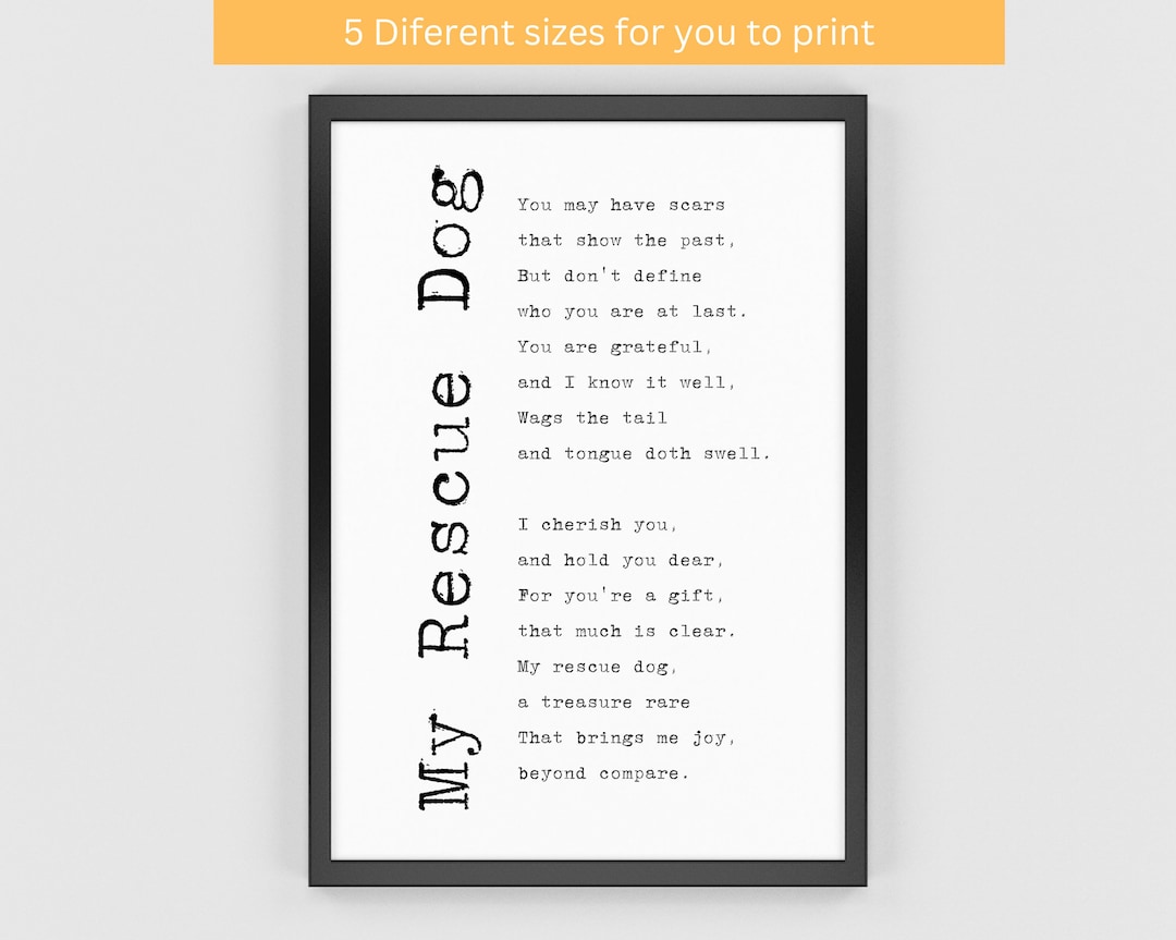 My Rescue Dog Poem Print Rescue Dog Mom Dog Mom Gift Dog Poem Printable