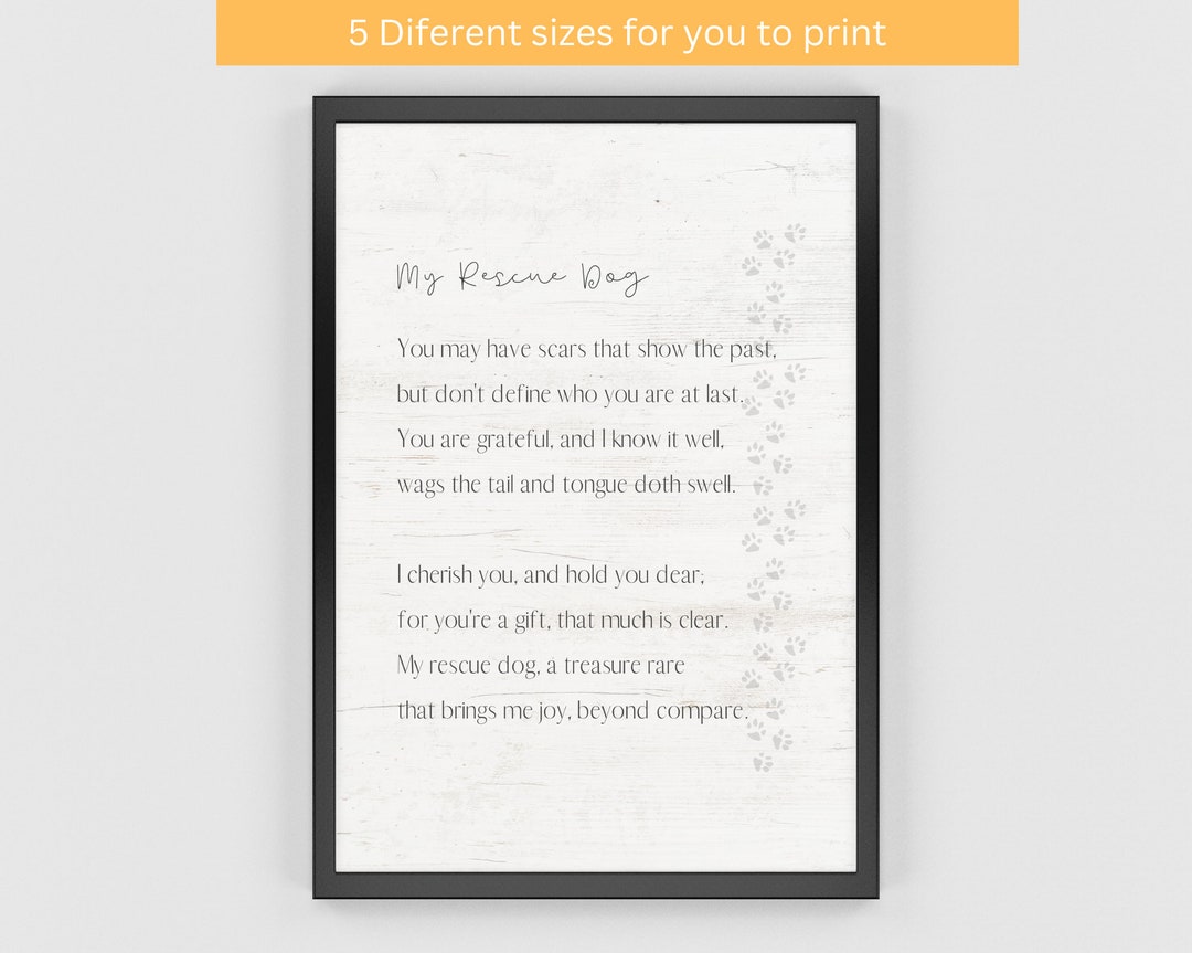 My Rescue Dog Poem Print Shelter Dog Poem Dog Poetry Rescue Dog Mom Dog