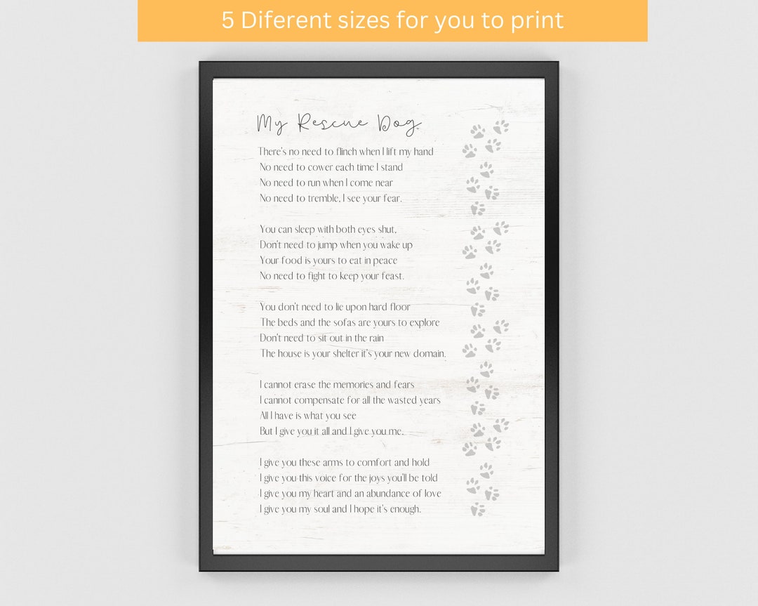 My Rescue Dog Poem Print Shelter Dog Poem Dog Poetry Rescue Dog Mom Dog