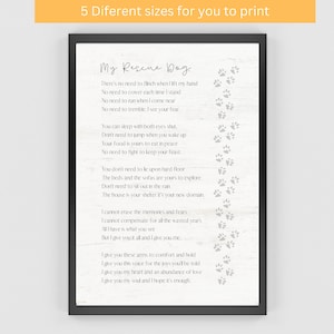 My Rescue Dog Poem Print - Shelter Dog Poem - Dog Poetry - Rescue Dog Mom - Dog Mom Gift - Dog Wall Art - Dog Artwork - Rescue Dog Poster
