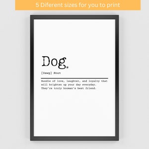Dog Definition and meaning - Dog Quotes - Mother&#39;s Day Gift - Definition of Dog wall art- Dog Gift - Dog Mom Gift - Pet Lover Gifts