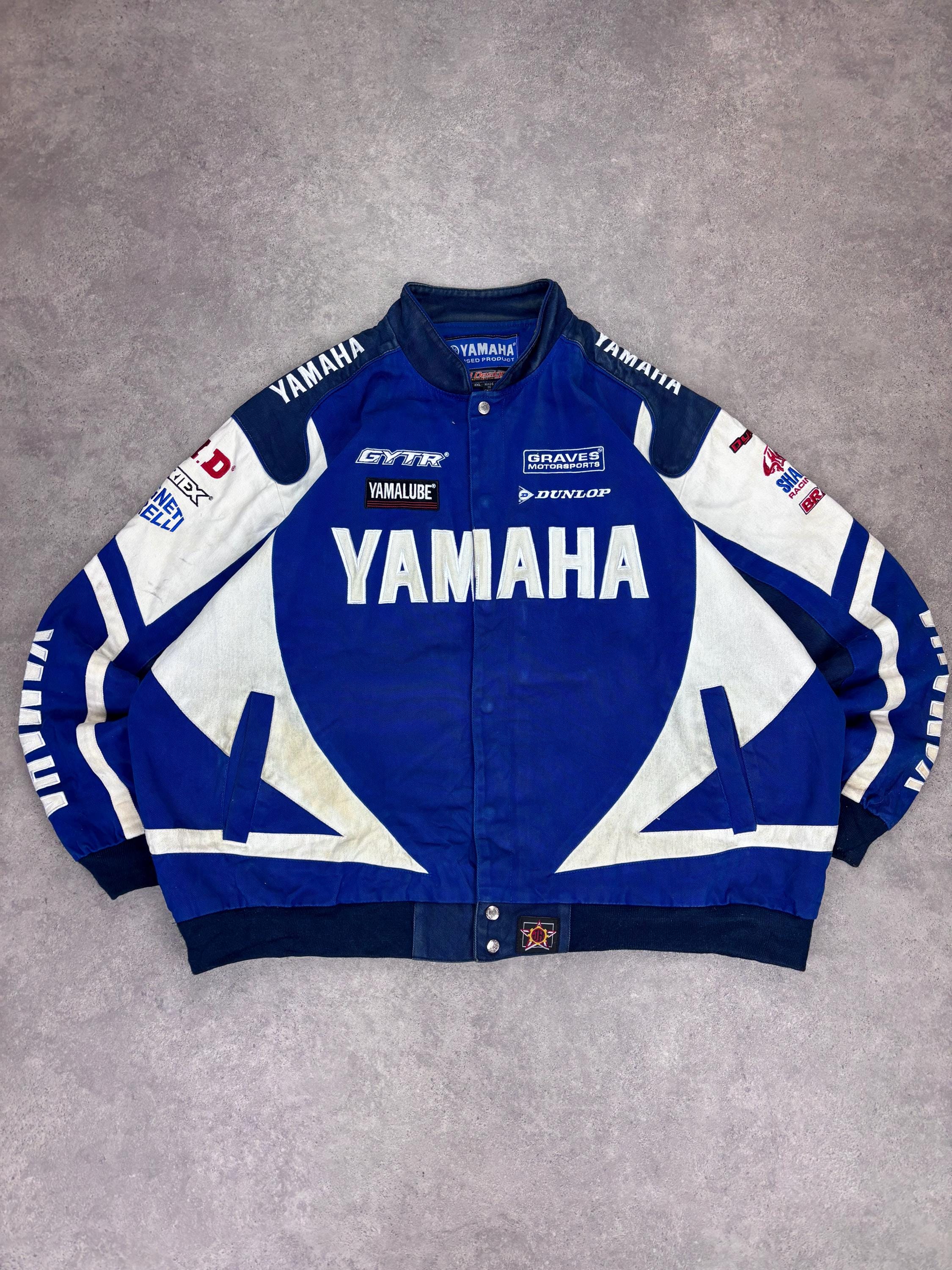 90s Vintage Yamaha Racing Team Jacket – Blue/white Motogp Biker