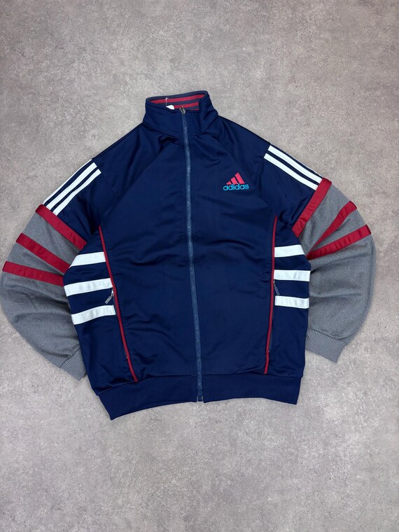 Vintage 90s Adidas Track Jacket M – Retro Navy Blue Full Zip