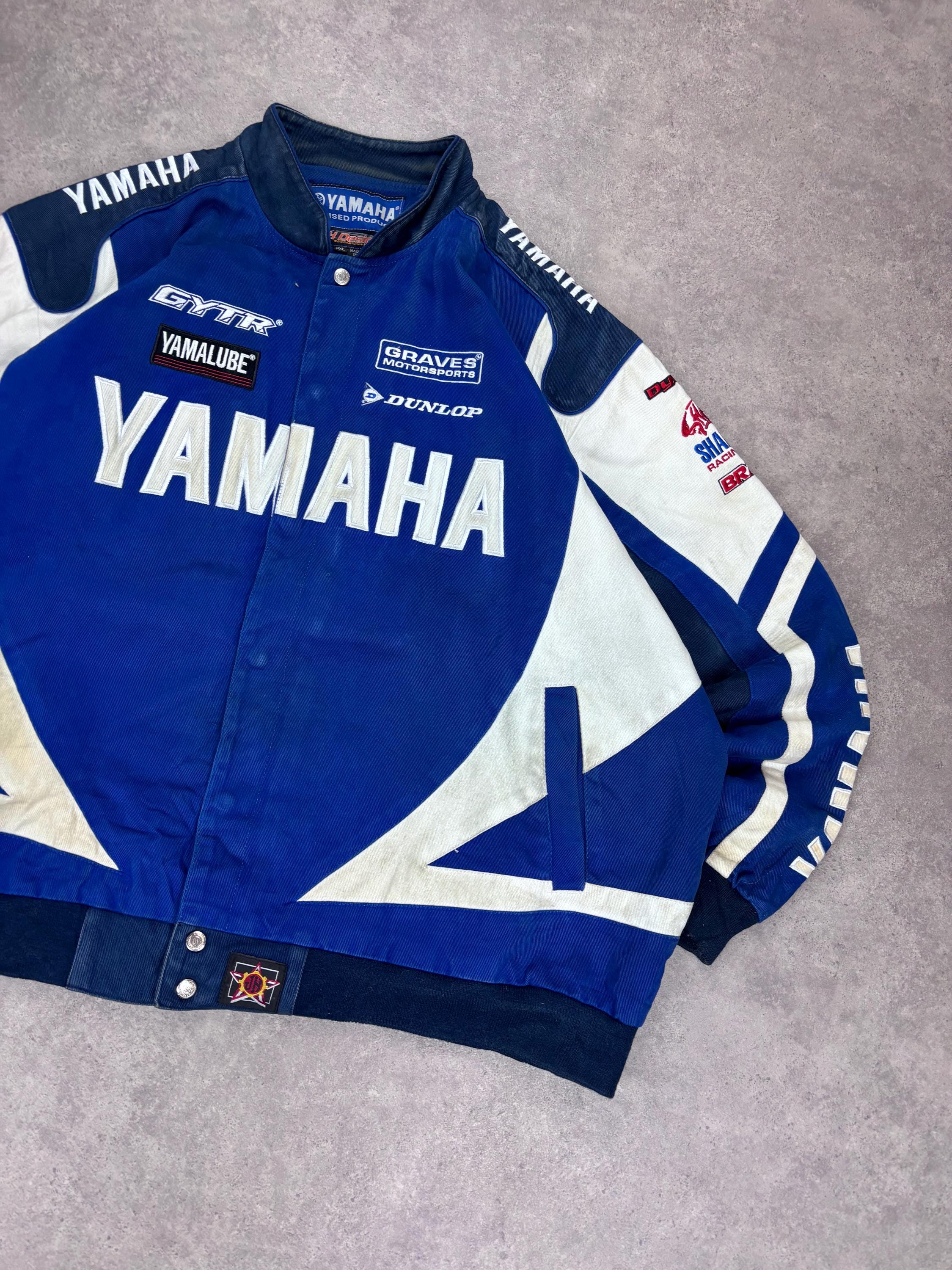 90s Vintage Yamaha Racing Team Jacket – Blue/white Motogp Biker