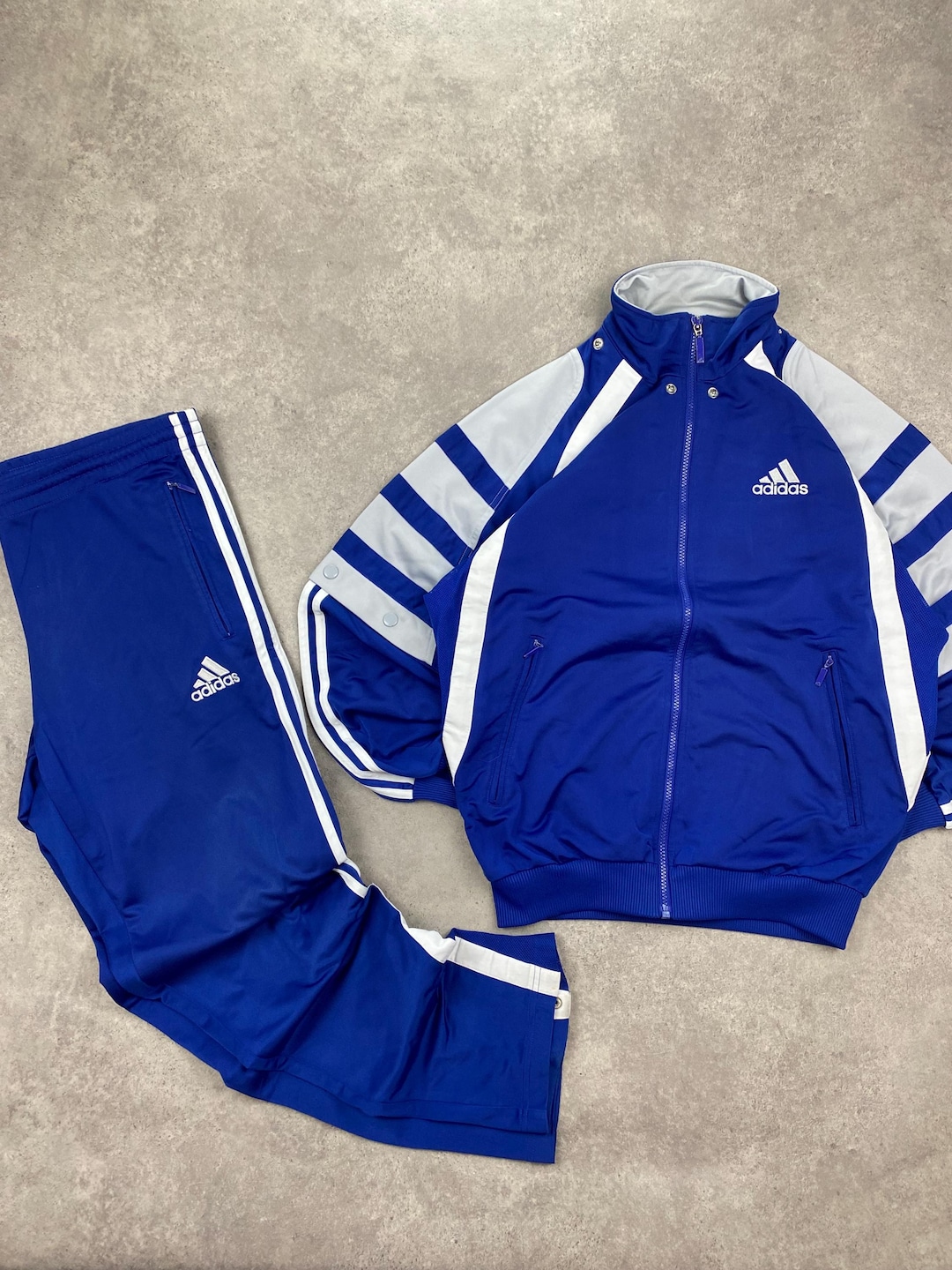 Vintage Adidas Tracksuit Blue White – 90s Track Suit Set – Retro ...