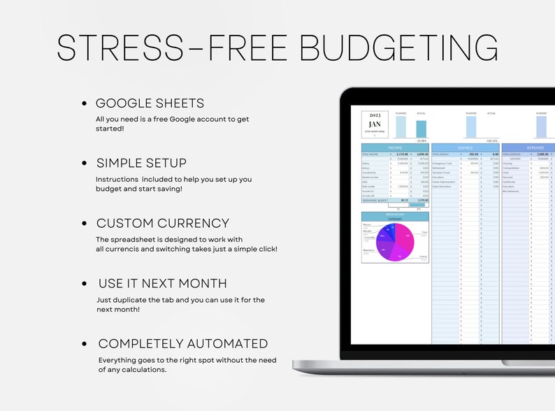 Monthly Budget Spreadsheet Google Sheets Budget Template Etsy