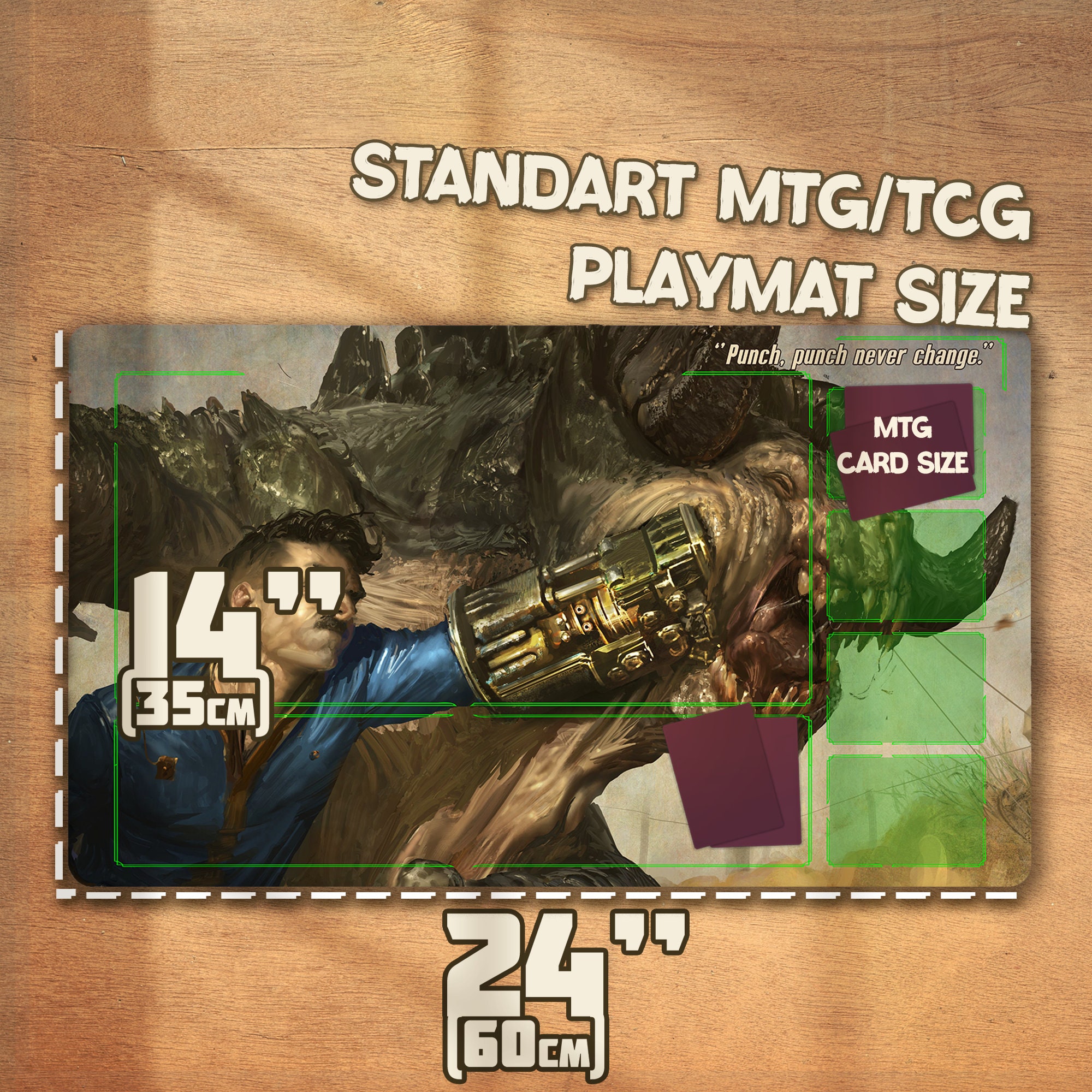 Power Fist MTG Playmat, Deathclaw Fallout Game Placemat, Personalized TCG Play Mat With Zones