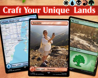 Custom MTG Lands, Personalized Magic the Gathering Card, Unique Basic Land Frames, Foil Location Handmade Proxy Decks Gifts for Geek Gamer