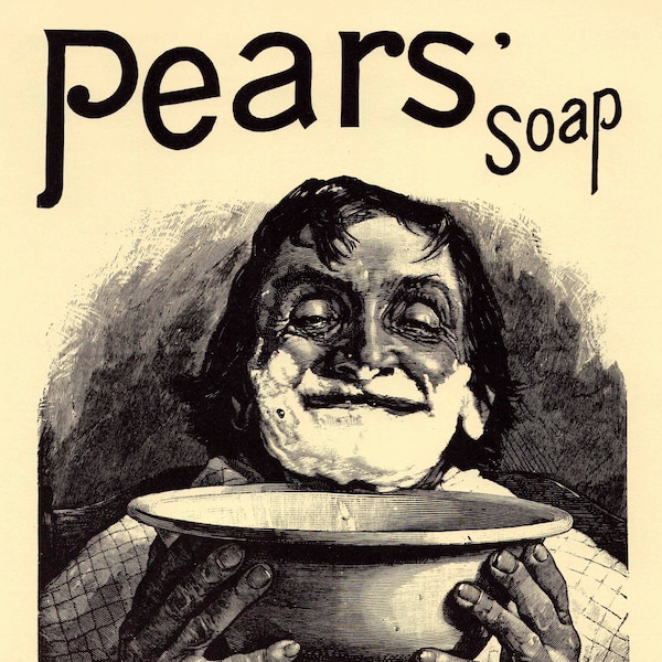 Pears Shaving Soap - Black and white - DIGITAL DOWNLOAD 300 Dpi - Victorian Ephemera 1889 Antique Victorian Advertisement.