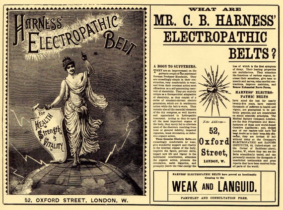 Antique Victorian Advertisement - Harness Electric Belt - DIGITAL