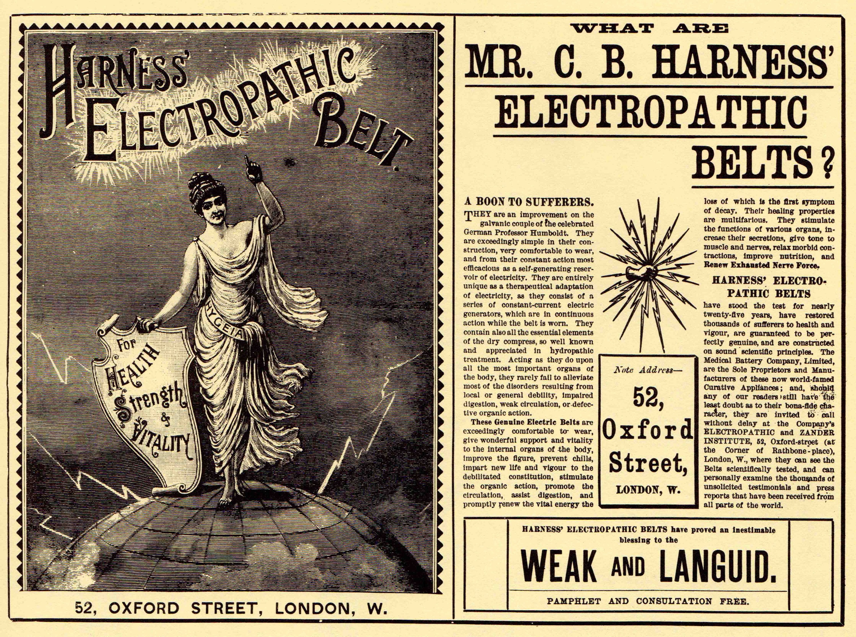 Antique Victorian Advertisement - Harness Electric Belt - DIGITAL