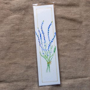 Aquarela original pintada à mão, um buquê de lavanda, floral, cartão de aniversário, feliz aniversário, marcador de página com capa protetora de PVC incluída.