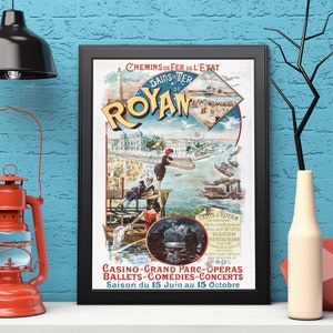 Antike viktorianische Reiseanzeige - Werbung für den französischen Kurort Royan - Reise - DIGITAL DOWNLOAD 300 dpi