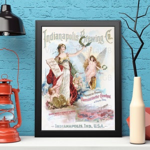 Art Nouveau wall poster, 1888 Victorian Advertisement, Indianapolis Brewing Company, DIGITAL DOWNLOAD 300 Dpi, Victorian Ephemera,