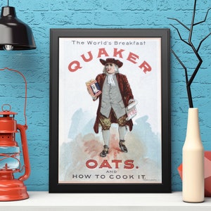 Cartaz antigo vitoriano Quaker Oats - DOWNLOAD DIGITAL 300 Dpi