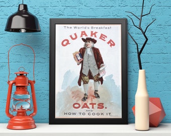 Antique Victorian Quaker Oats Poster - DIGITAL DOWNLOAD 300 Dpi