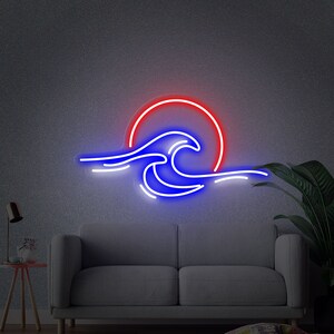 Sunrise Sunset Neon Sign Wave Ocean Neon Sign Bedroom Neon - Etsy