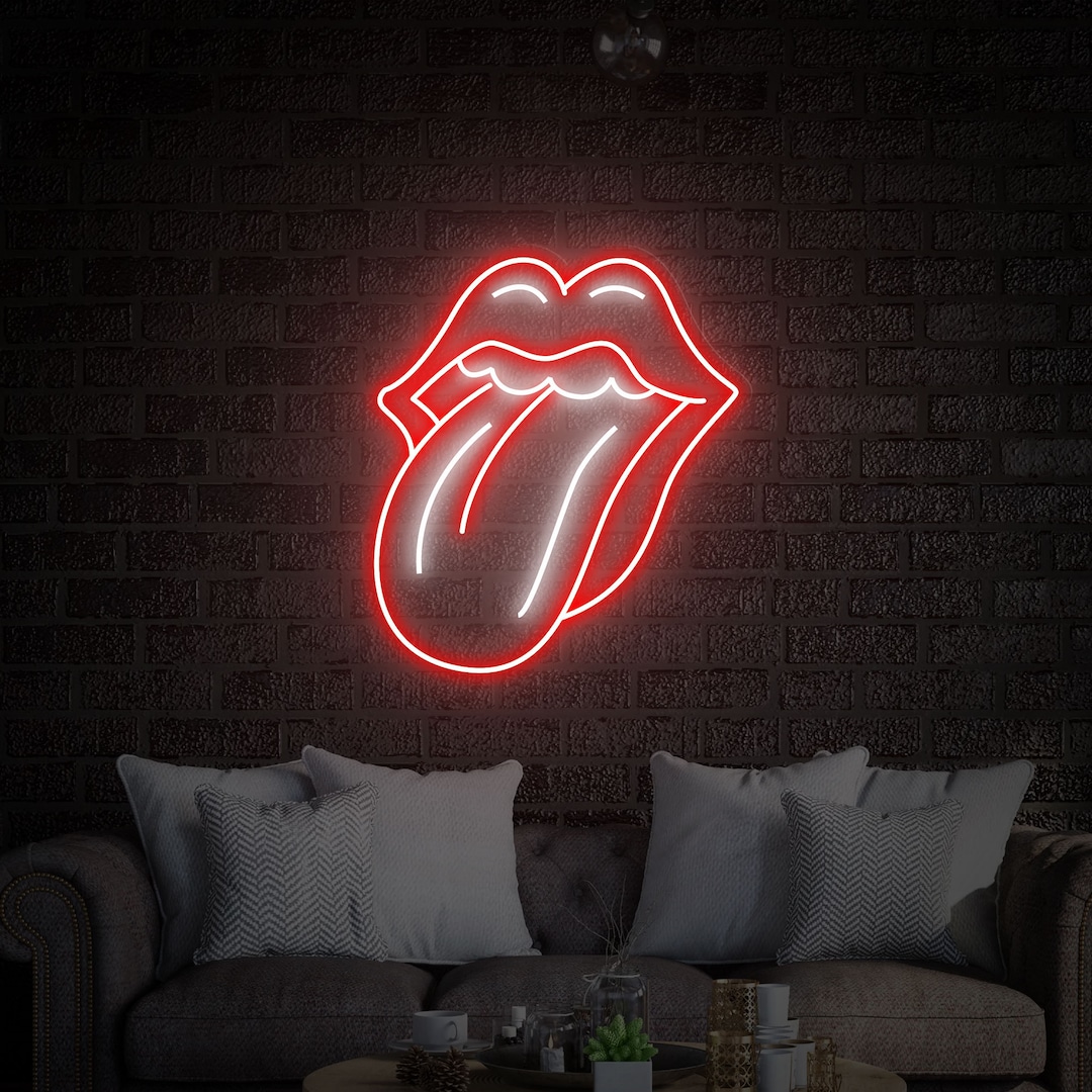 Rolling Stones Neon Sign Neon Sign Wall Decor Tongue Neon Etsy