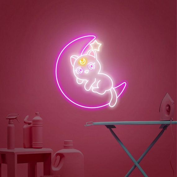 vej præmedicinering Interconnect Sailor Moon Luna Cat Neon Sign Luna Cat Led Neon Light - Etsy