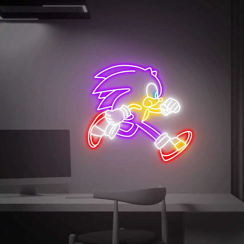 Sonic Neon Sign Running Sonic Neon Light Sign Anime Wall - Etsy