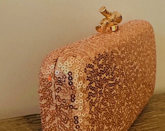 Gold Sequins Clutch Purse - Gold Bag - Gold Purse - Evening Bag - Bridal purse