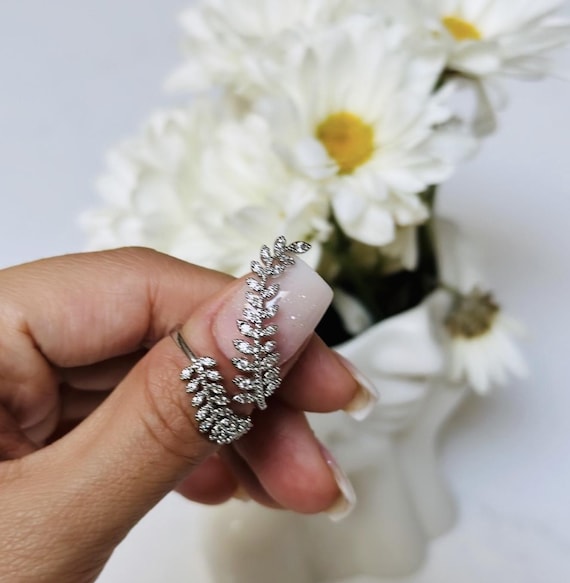 Bague florale en strass, bague fleur réglable, idée cadeau unique