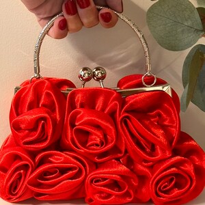 Satin Rose Petal Evening Bag