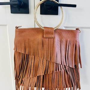 Brown Vegan Leather Handbag crossbody bag evening bag work bag gift