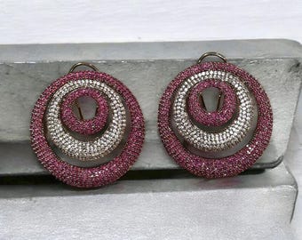 Handcrafted pink circle earrings for weddings or gift
