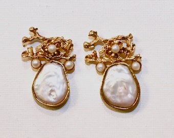 Mother of Pearl earrings, statement earrings, gift for her