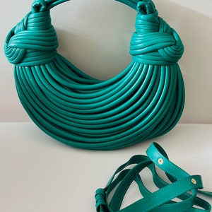 Green Wire Bag Vegan Leather Crossbody Handbag Evening Bag image 6