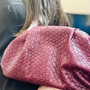 Deep Red Vegan Leather clutch handbag