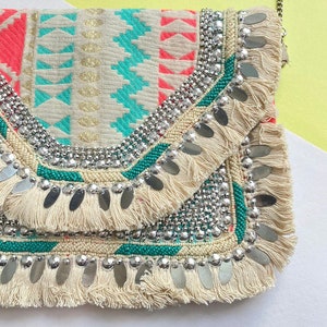 Boho Clutch bag - boho bag - handmade clutch - anniversary gift for her - Luxury Clutch - Accessory - Crossbody Purse - Evening Bag